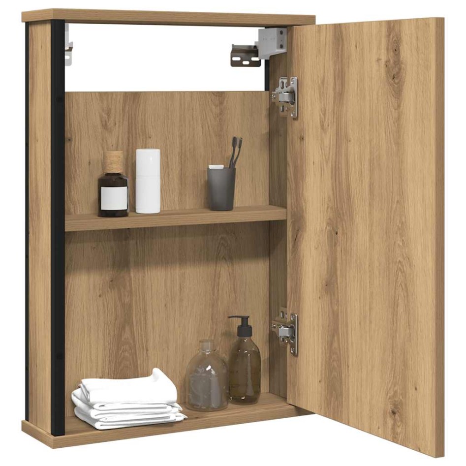 Mueble de baño con espejo de roble artesanal 42x12x60