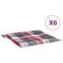 Cojines de silla de jardín 6 uds tela a cuadros rojo 40x40x3