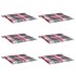 Cojines de silla de jardín 6 uds tela a cuadros rojo 40x40x3