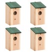 Casa para pájaros 4 unidades madera 12x12x22 cm