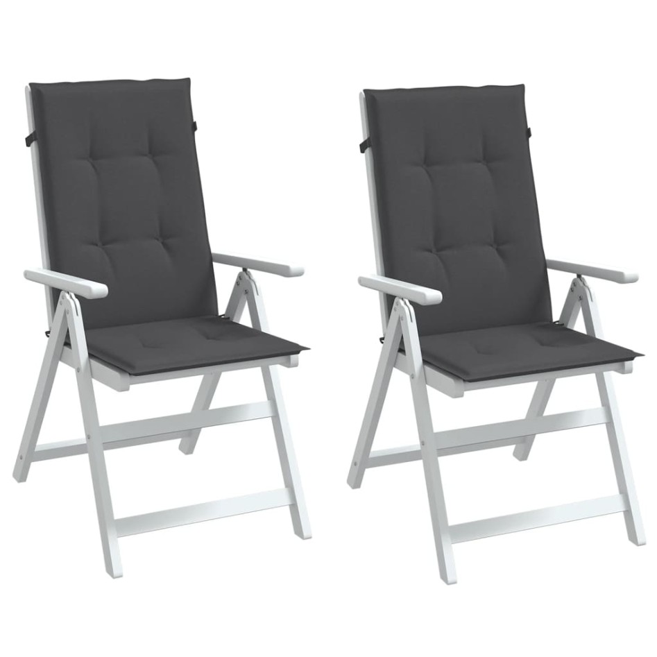 Cojines silla respaldo alto 2 uds tela gris antracita