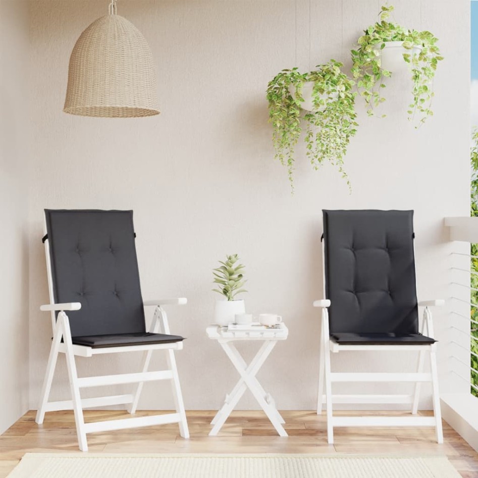 Cojines silla respaldo alto 2 uds tela gris antracita