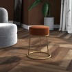 Hocker redondo marrón terciopelo