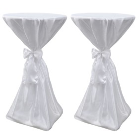 2 manteles blancos de 80 cm con