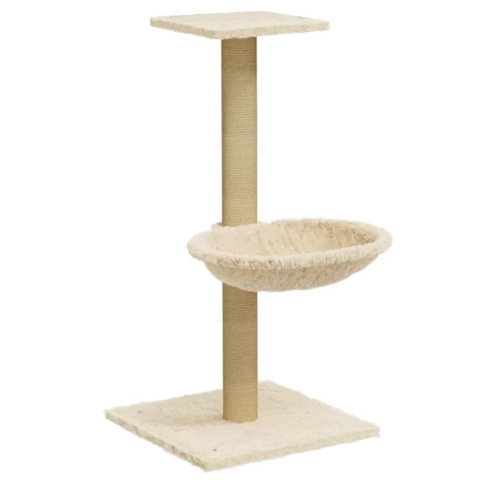 Rascador para gatos con poste de sisal crema 74