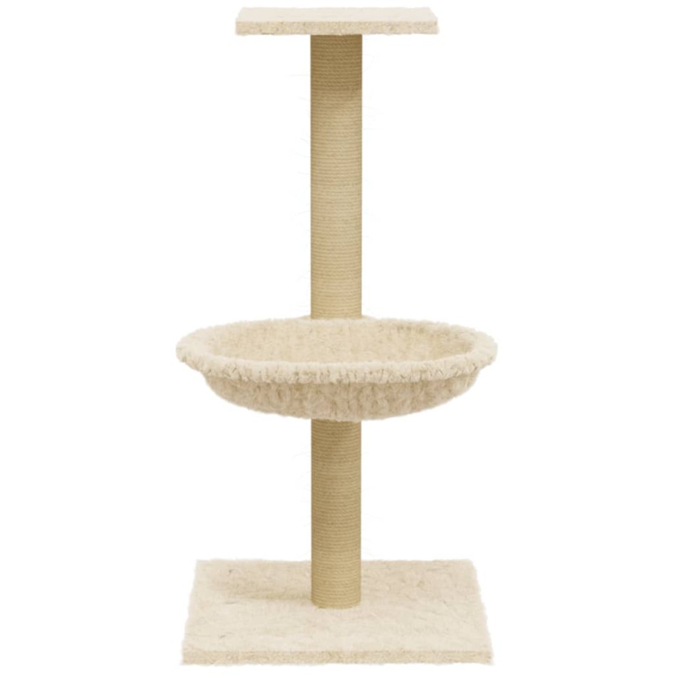 Rascador para gatos con poste de sisal crema 74