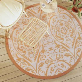 Alfombra de exterior ARAKIL naranja y blanca Ø160 cm