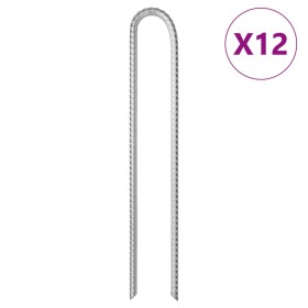 Clavijas de tienda forma U 12 uds acero galvanizado 37 cm