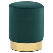 Taburete de terciopelo verde oscuro y dorado