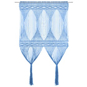Cortina de macramé algodón azul 140x240