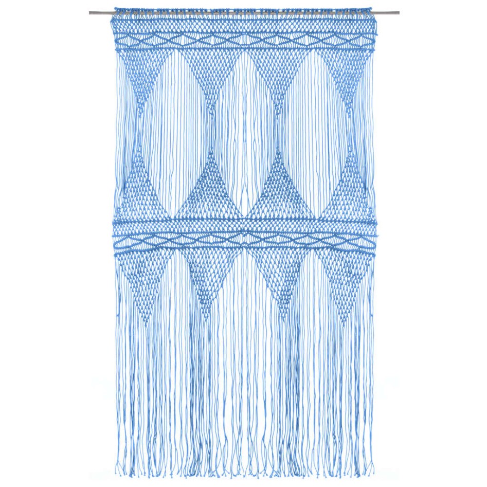 Cortina de macramé algodón azul 140x240