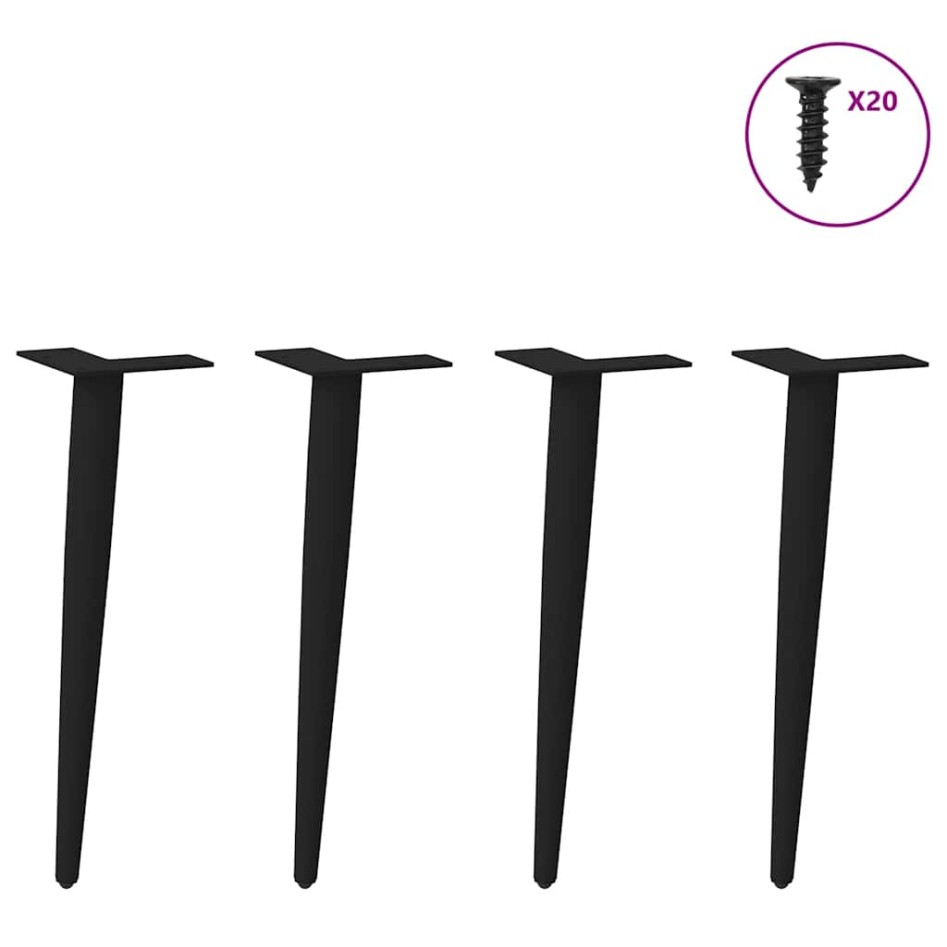 Patas para mesa de centro cónicas 4 uds acero negro 30-31