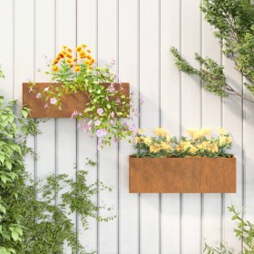 Jardineras de pared 2 uds acero corten oxidado 53x10x17