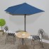 Sombrilla balcón semicircular palo aluminio azul 270x144x222