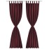 2 cortinas micro-satinadas con trabillas color burdeos, 140 x 225