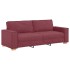 Sofá de 3 Plazas Gris Claro 59 cm Tela Rojo Vino Poliéster