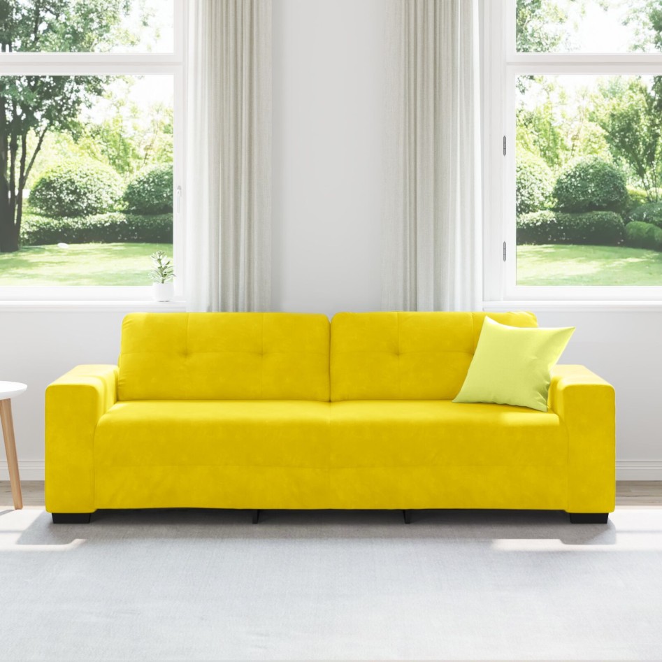 Sofá Amarillo de Terciopelo Terciopelo, Madera