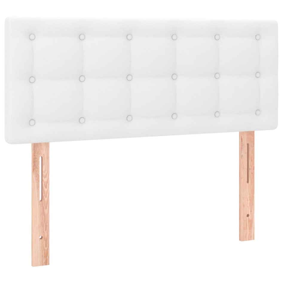 Cama box spring y colchón LED cuero sintético blanco 90x190
