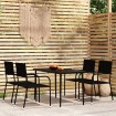 Juego de comedor de jardín 5 piezas negro
