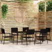 Juego de comedor para jardín 7 piezas negro