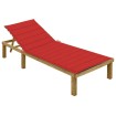 Tumbona con cojín rojo madera de pino impregnada