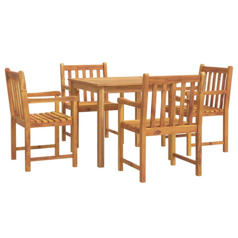 Juego de comedor de jardín 5 piezas madera maciza de
