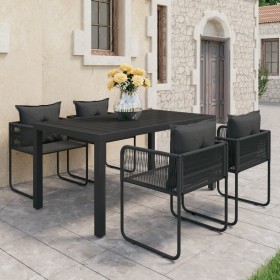 Set de comedor de jardín de 5 piezas PVC ratán