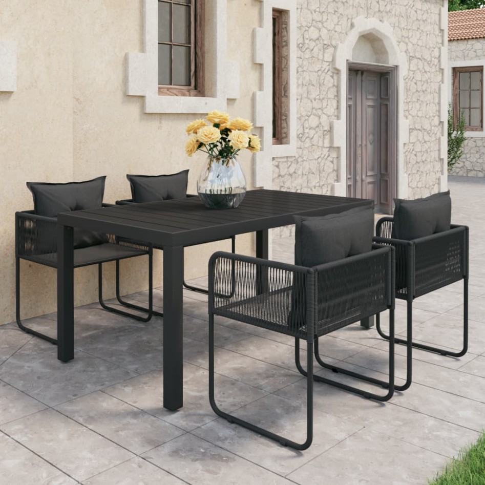 Set de comedor de jardín de 5 piezas PVC ratán