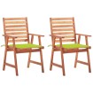 Sillas comedor de jardín 2 uds madera maciza acacia y cojines