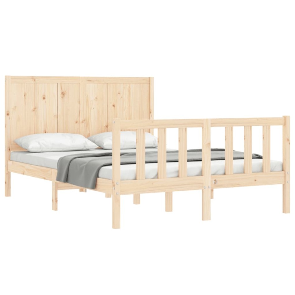 Estructura de cama de matrimonio con cabecero madera