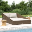 Tumbona cama de jardín ratán sintético marrón 110x200 cm