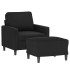 Sillón con taburete terciopelo negro 60