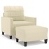 Sillón con taburete cuero sintético color crema 60
