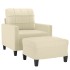 Sillón con taburete cuero sintético color crema 60