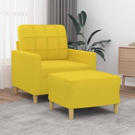 Sillón con taburete tela amarillo claro 60