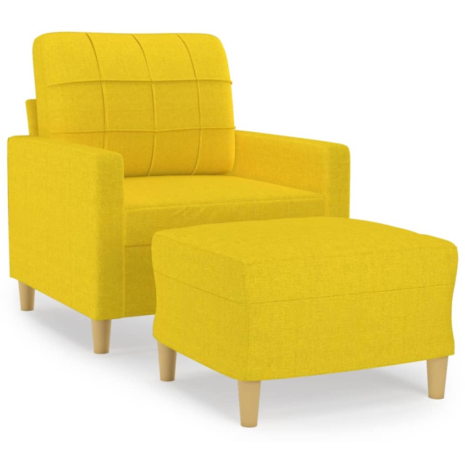 Sillón con taburete tela amarillo claro 60