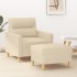 Sillón con taburete tela crema 60