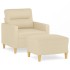 Sillón con taburete tela crema 60