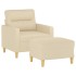 Sillón con taburete tela crema 60