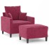 Sillón con taburete terciopelo rojo tinto 60