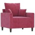 Sillón con taburete terciopelo rojo tinto 60