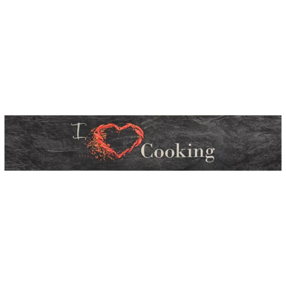 Alfombra de cocina lavable terciopelo Cooking negro 60x300