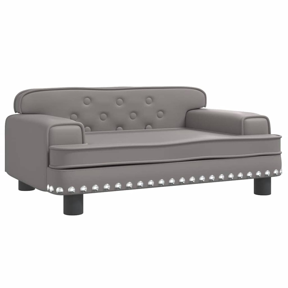 Cama para perros de cuero sintético gris 70x45x30