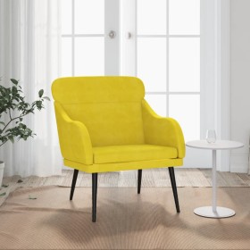 Sillón de terciopelo amarillo 63x76x80