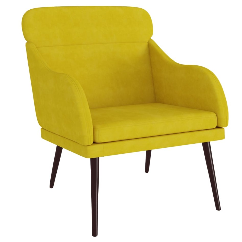 Sillón de terciopelo amarillo 63x76x80