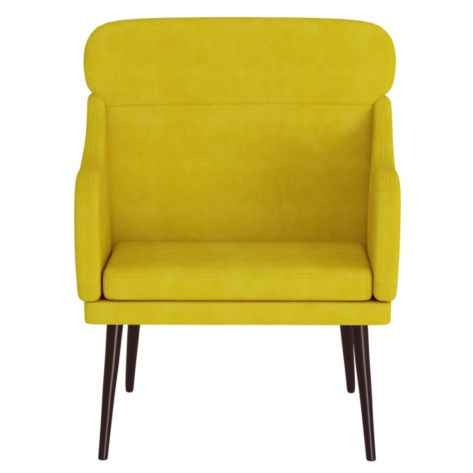 Sillón de terciopelo amarillo 63x76x80
