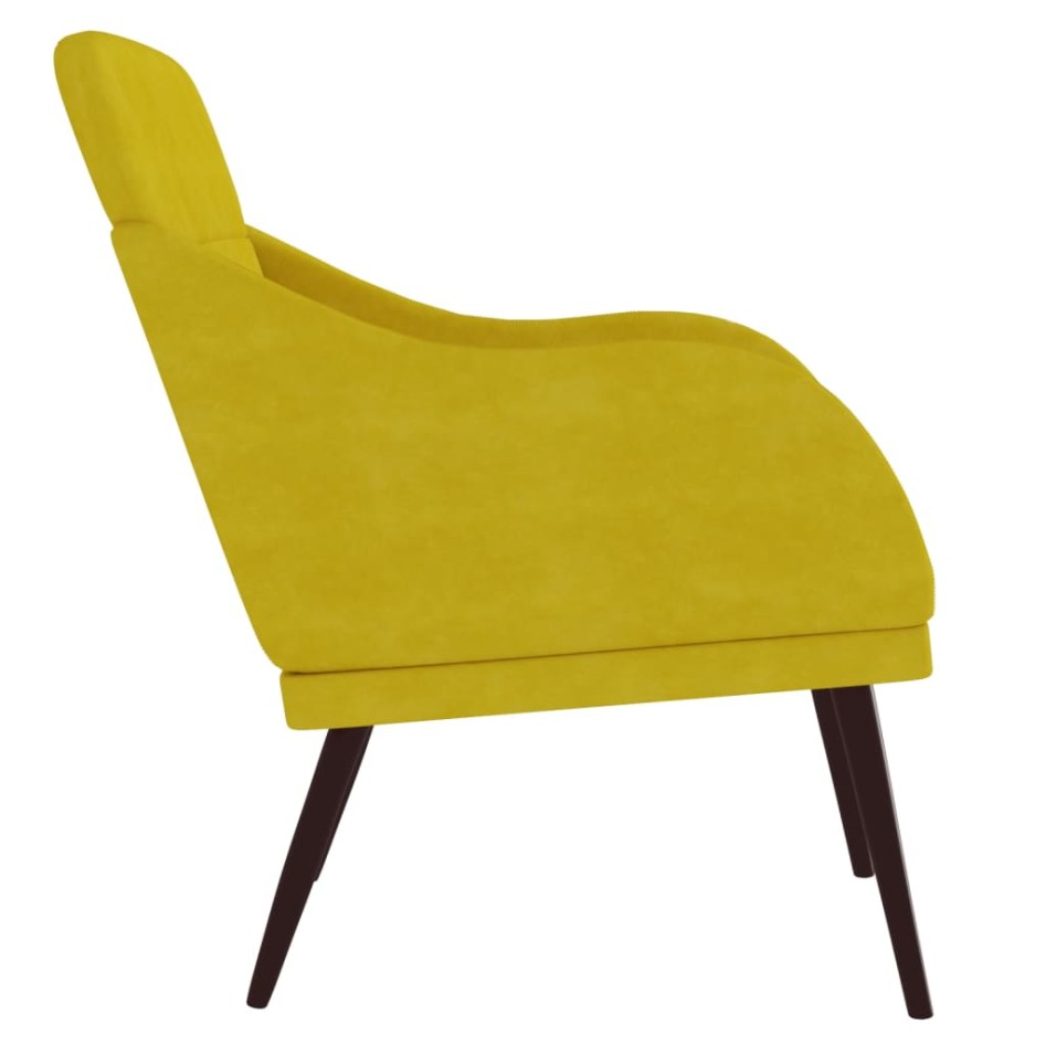 Sillón de terciopelo amarillo 63x76x80