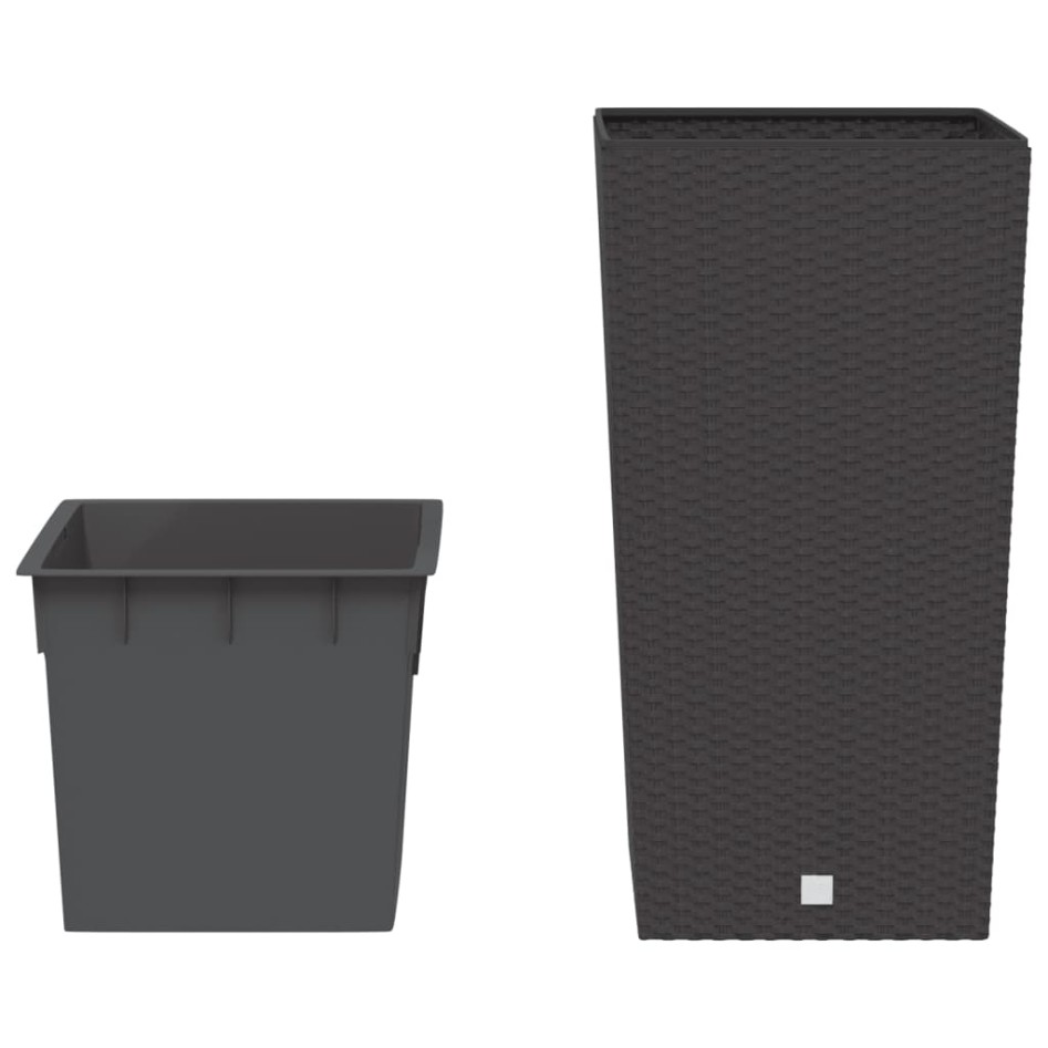 Macetero con interior extraíble PP ratán marrón 21/49