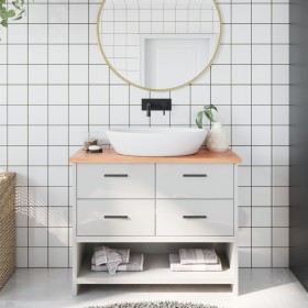 Encimera de baño madera maciza tratada marrón claro 100x30x2