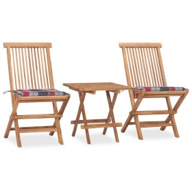 Set comedor de jardín plegable 3 piezas madera de teca